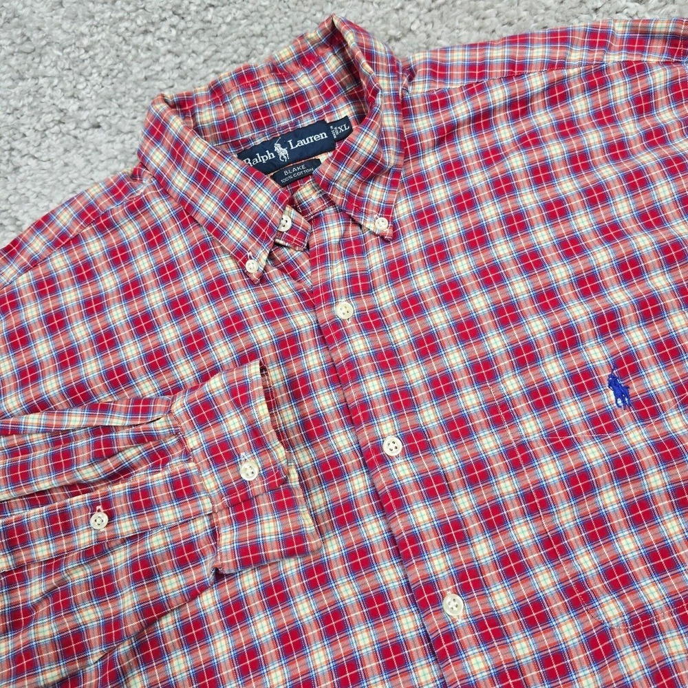 Ralph Lauren‎ Mens Blake Plaid Button Up Shirt Size XL Preppy Classic Office